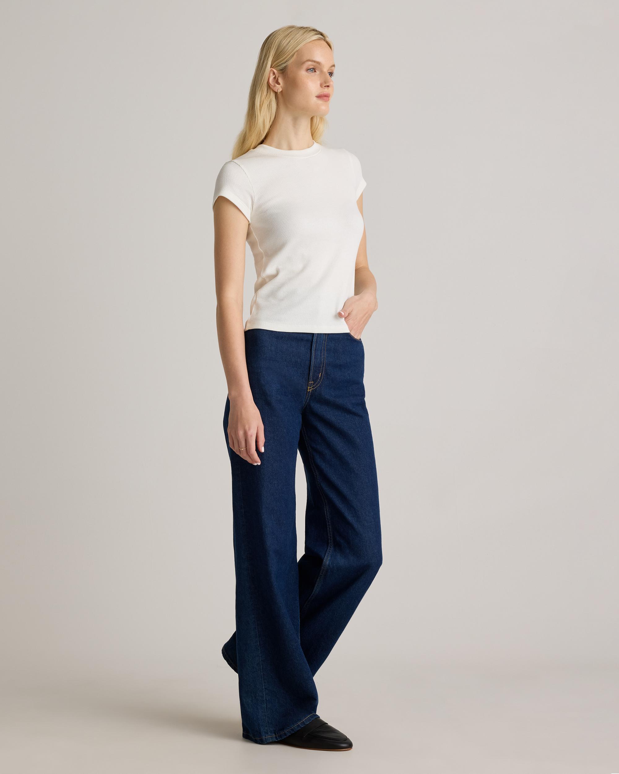 Quince | Women's Micro-Rib Crewneck T-Shirt Organic Cotton Product Image