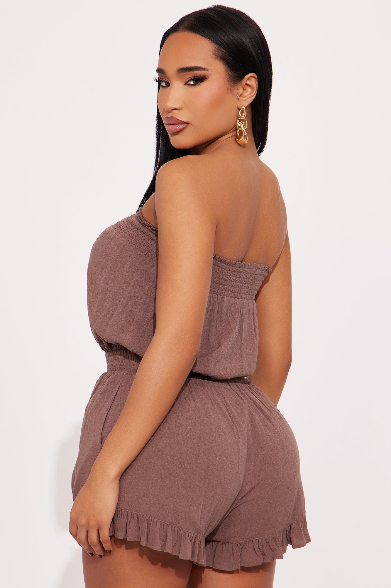 Seaside Resort Romper - Brown Product Image