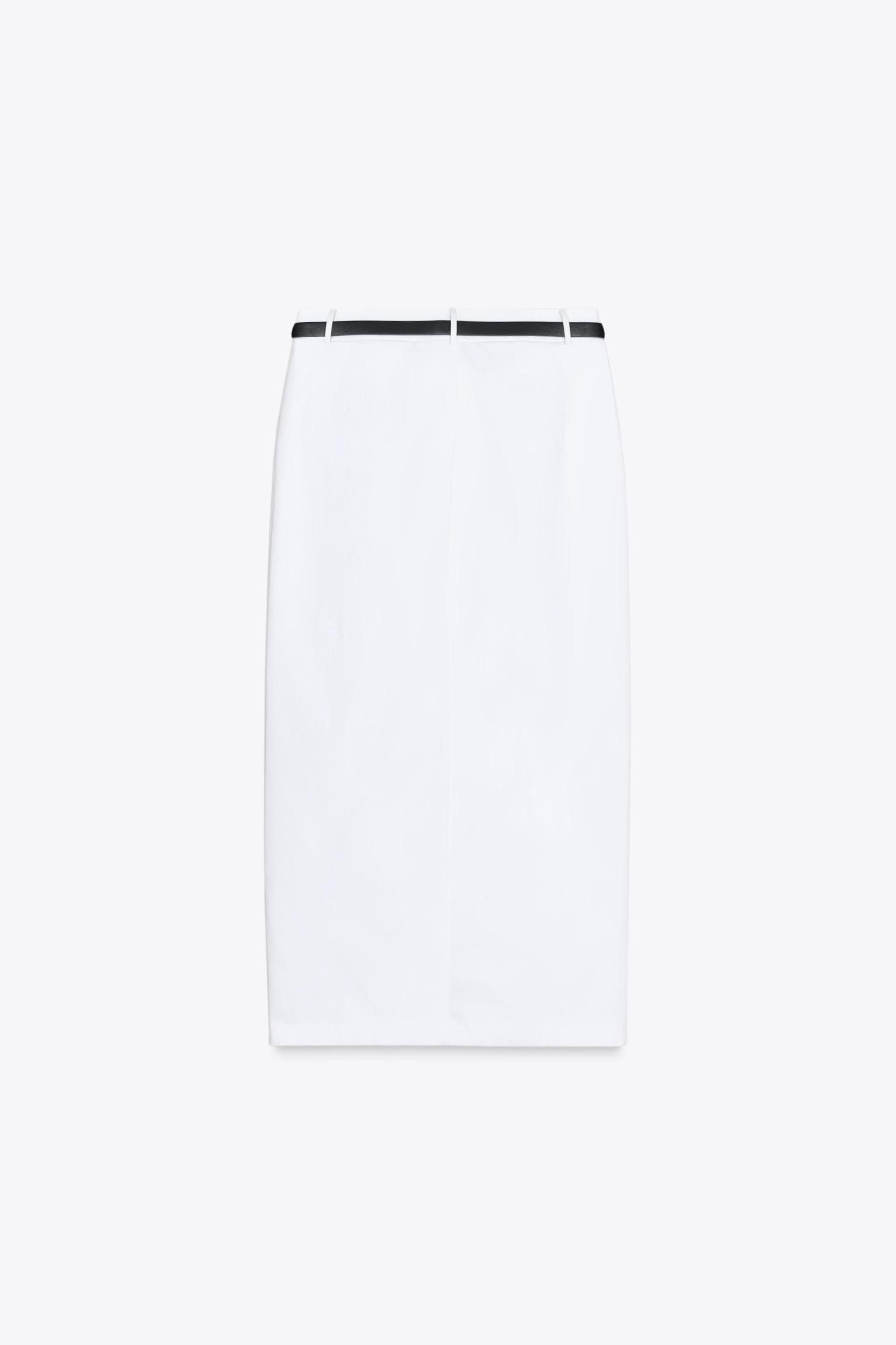 BELTED STRAIGHT MIDI SKIRT Product Image