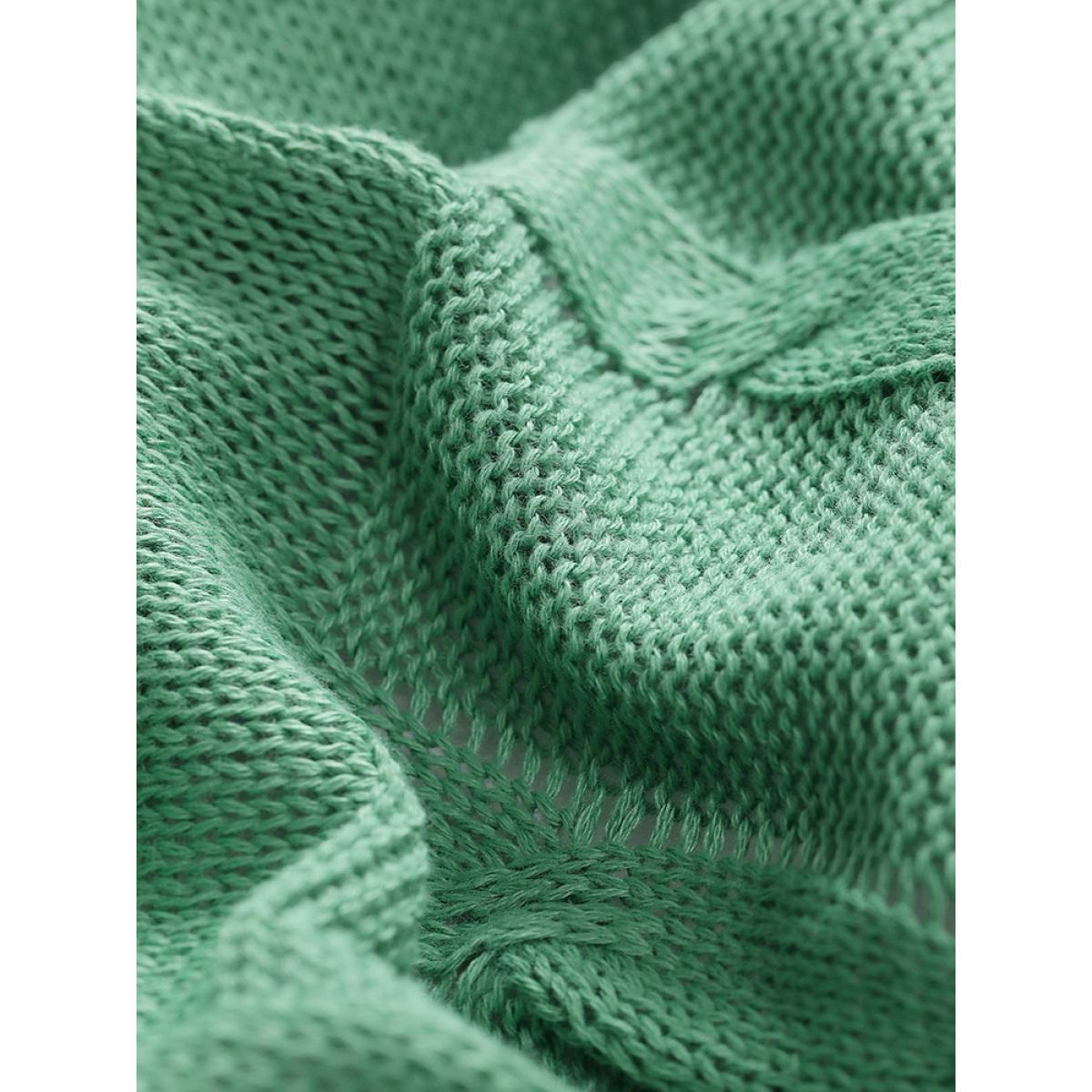 Plus Size Solid Ties Front Cable Knit Cardigan Green Women Casual Long Sleeve Dailywear Cardigans BloomChic 10/M Product Image