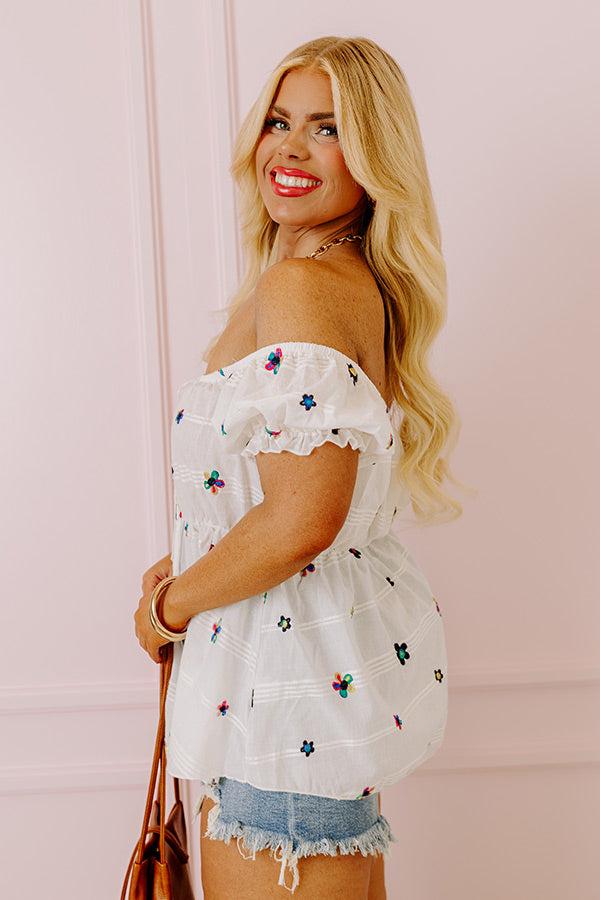 Spark Joy Embroidered Top In White Curves Product Image