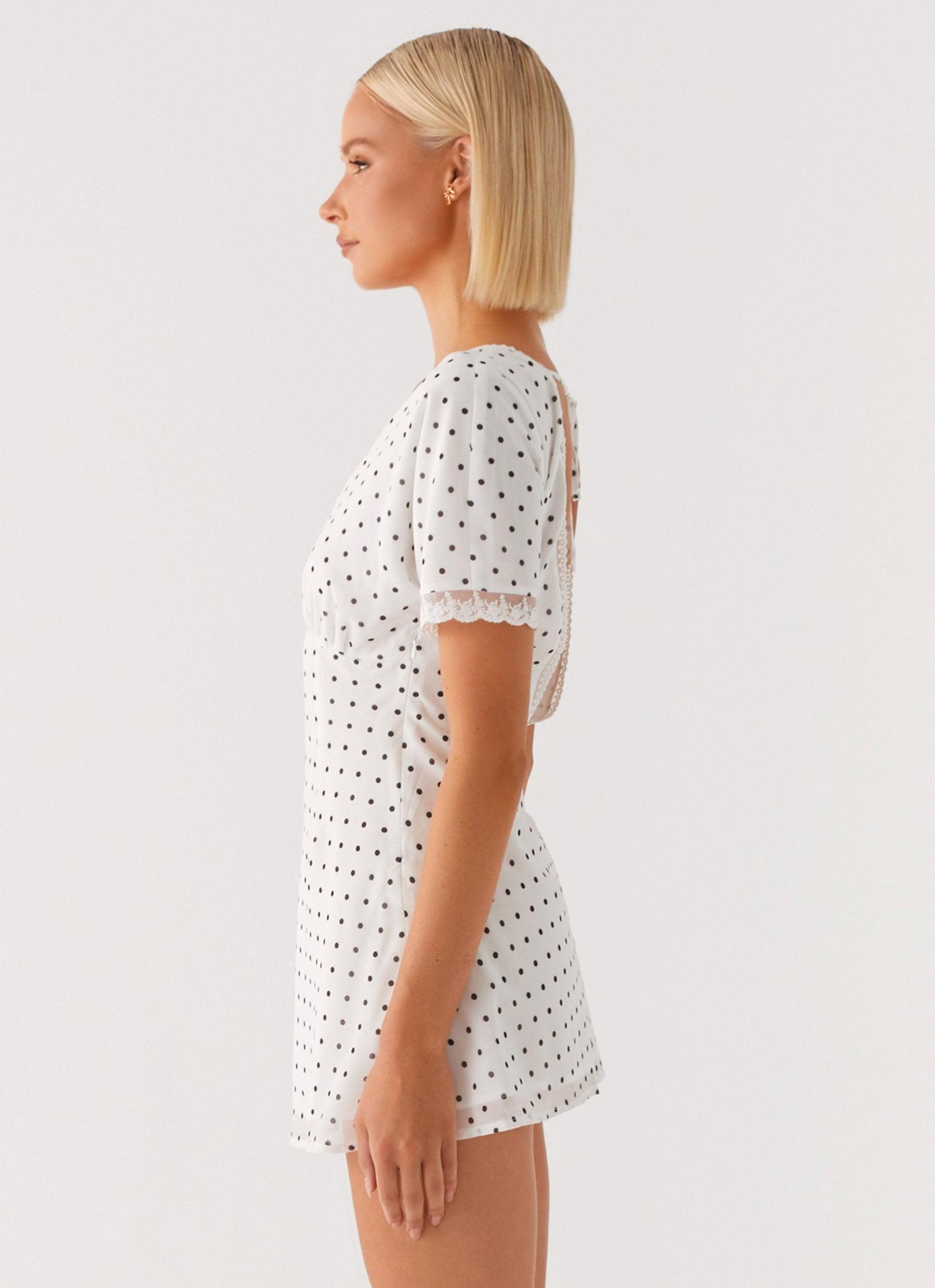 Marlowe Mini Dress - White Polkadot Product Image