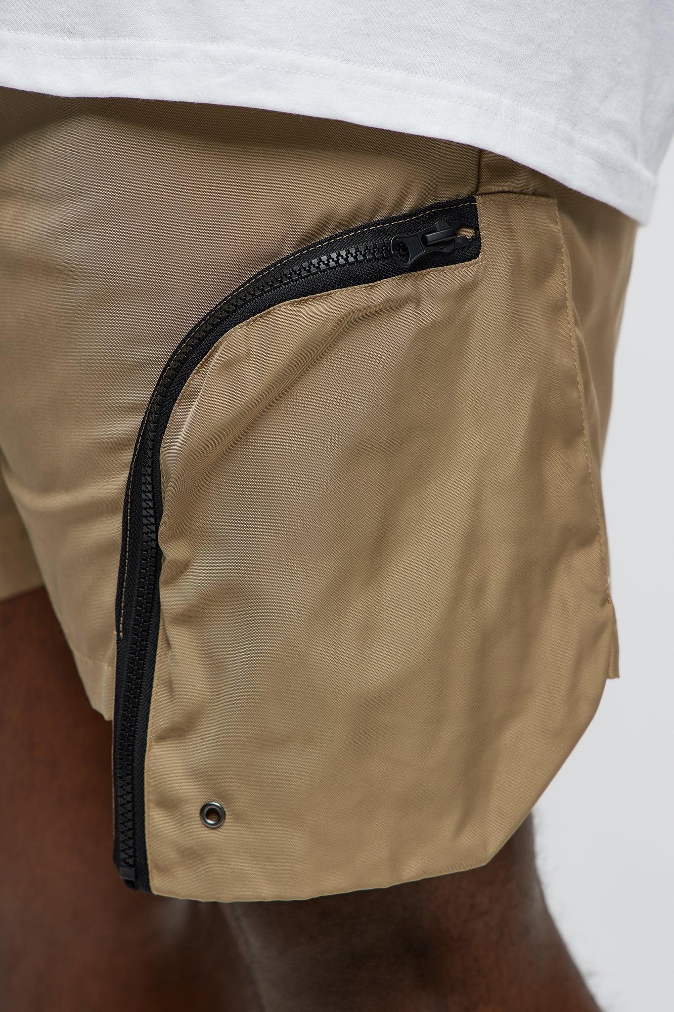 Cargo Pockets Relaxed Drawstring Shorts - Taupe Male Product Image