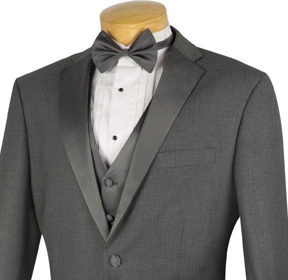 (38R, 40R, 42R, 48R) Santorini Collection - Regular Fit Gray Tuxedo 4 Piece with Vest Bow Tie Product Image