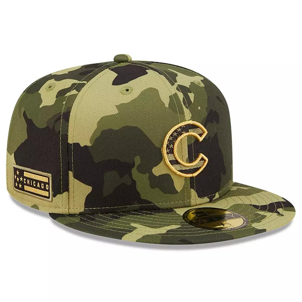 Men's New Era Camo Chicago Cubs 2022 Armed Forces Day On-Field 59FIFTY Fitted Hat, Size: 7 1/8, Green Product Image