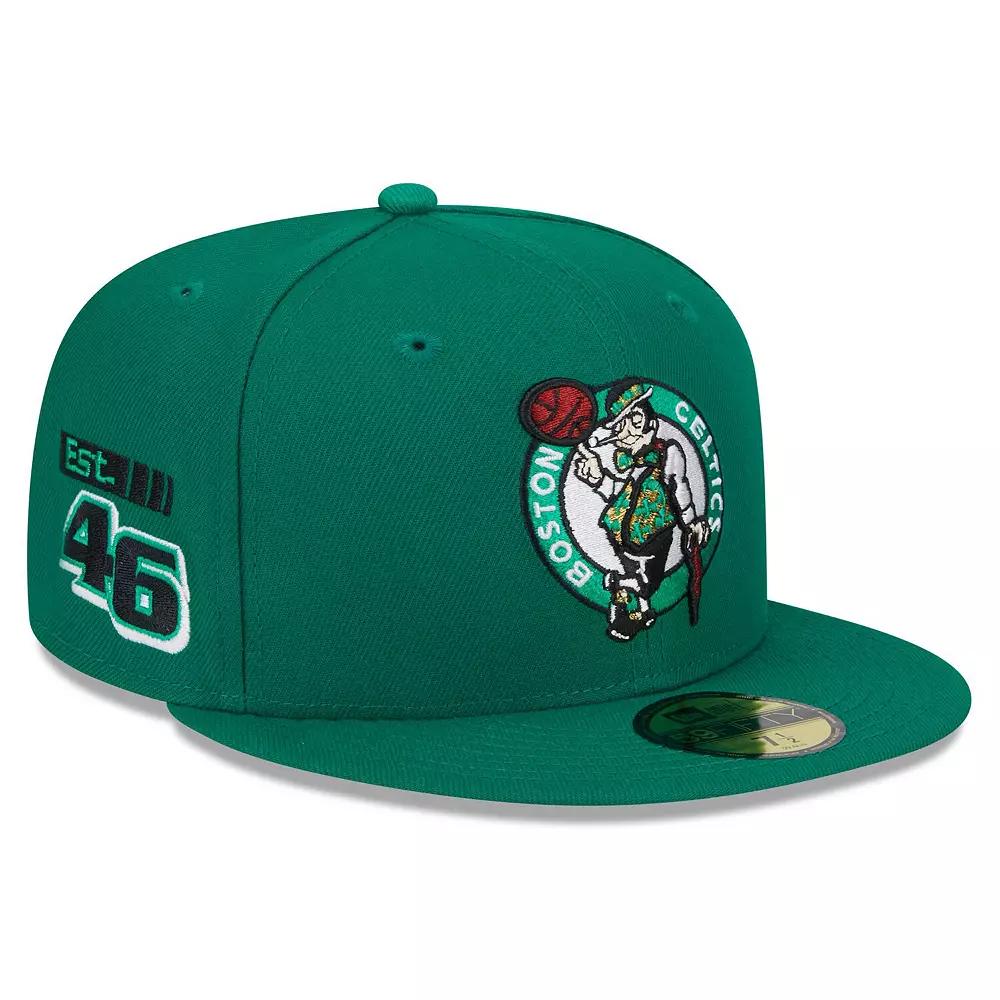 Men's New Era Kelly Green Boston Celtics Rally Drive Side Patch 59FIFTY Fitted Hat,  Product Image