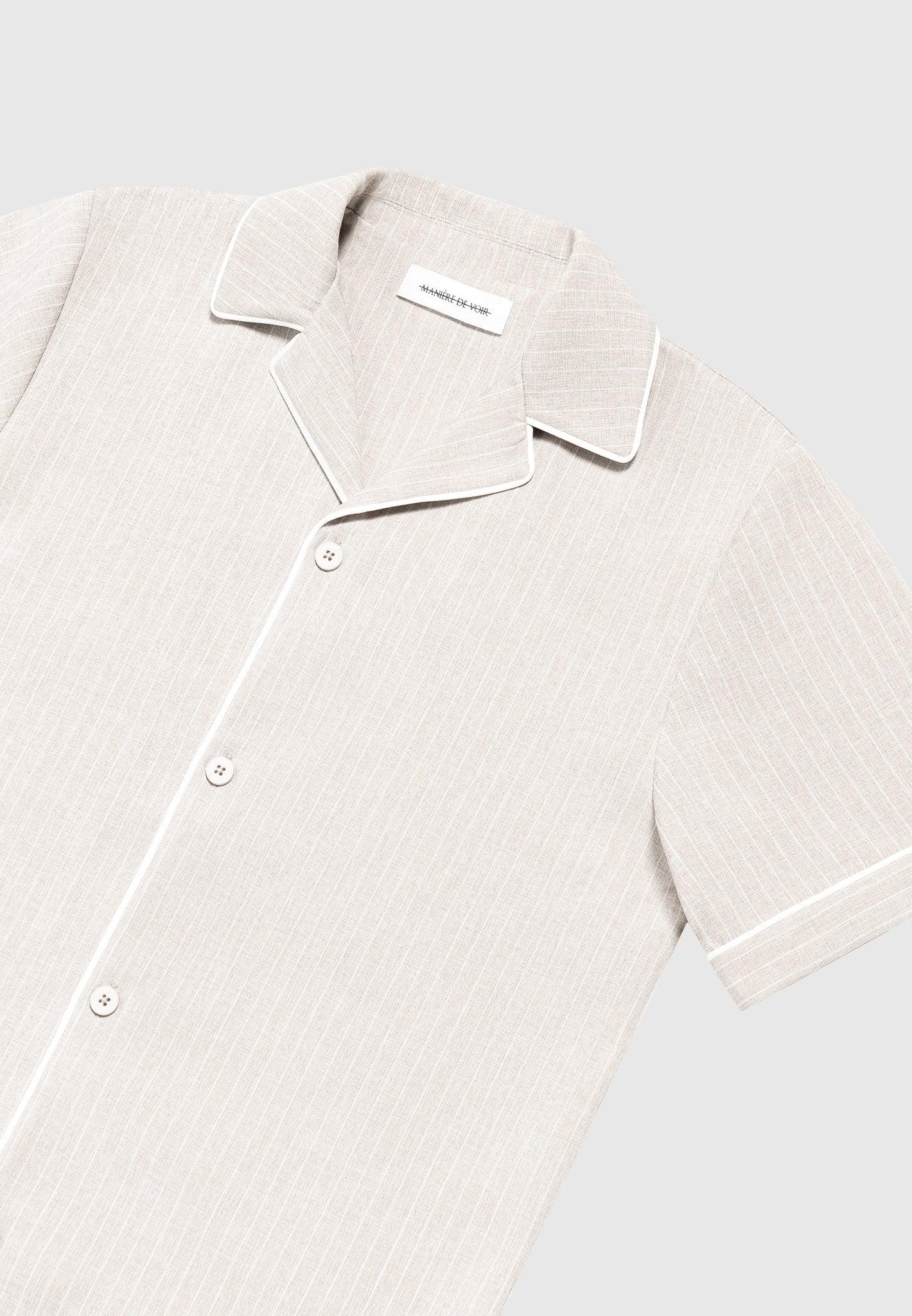 Pinstripe Revere Shirt - Beige Male Product Image