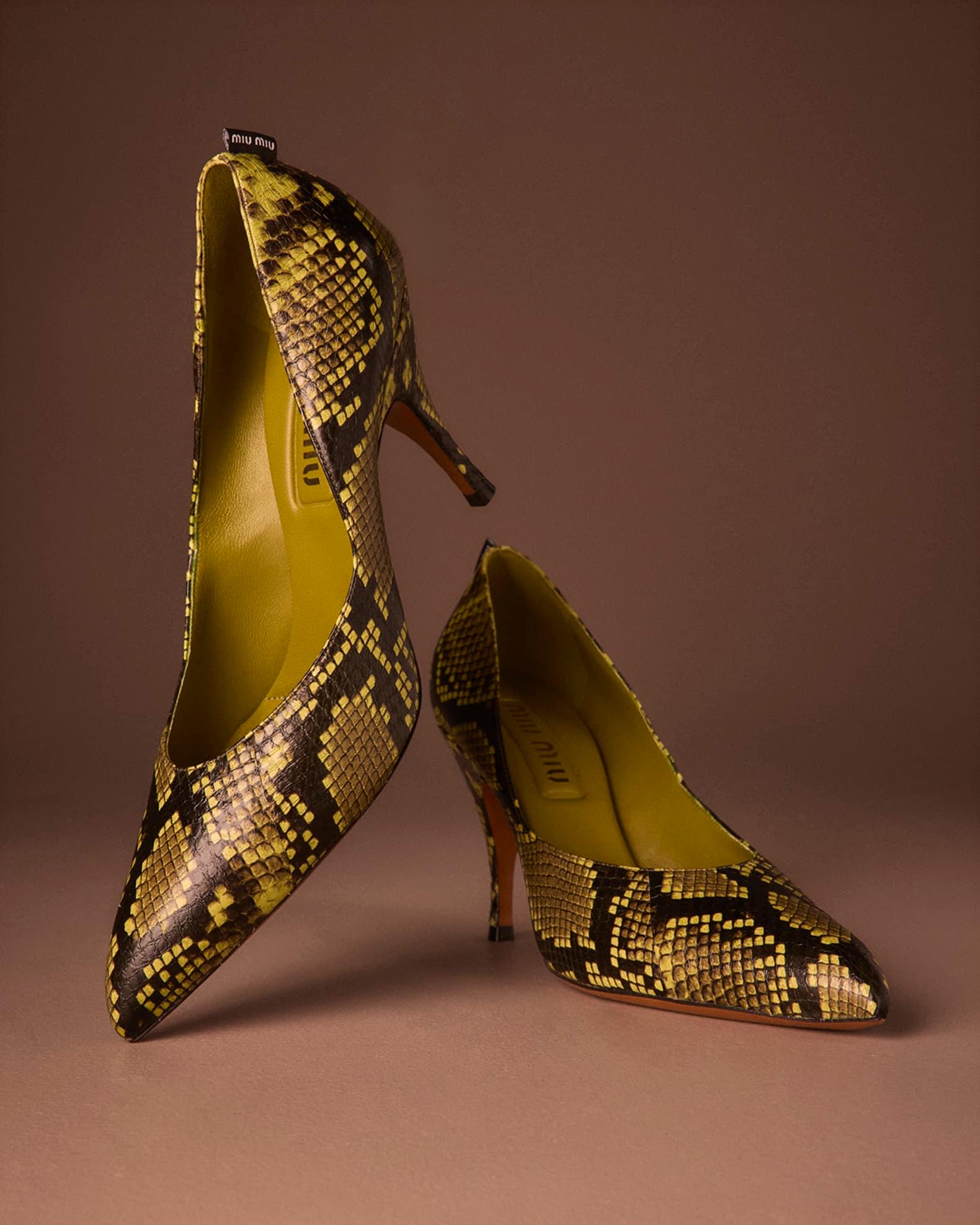 Python-Printed Leather Pumps Product Image