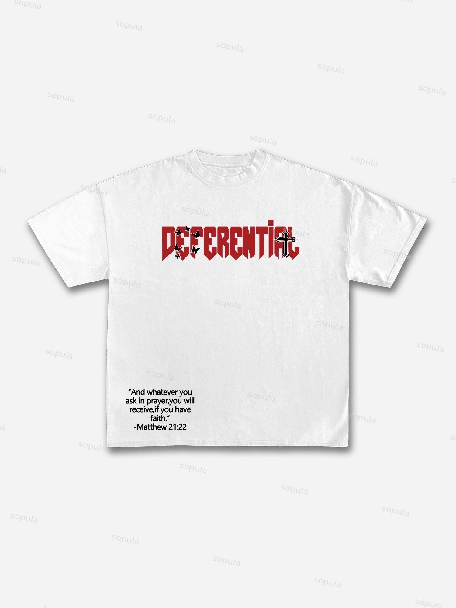 Men's Butterfly Faith Cross Vintage Graphic Cotton T-Shirt Product Image