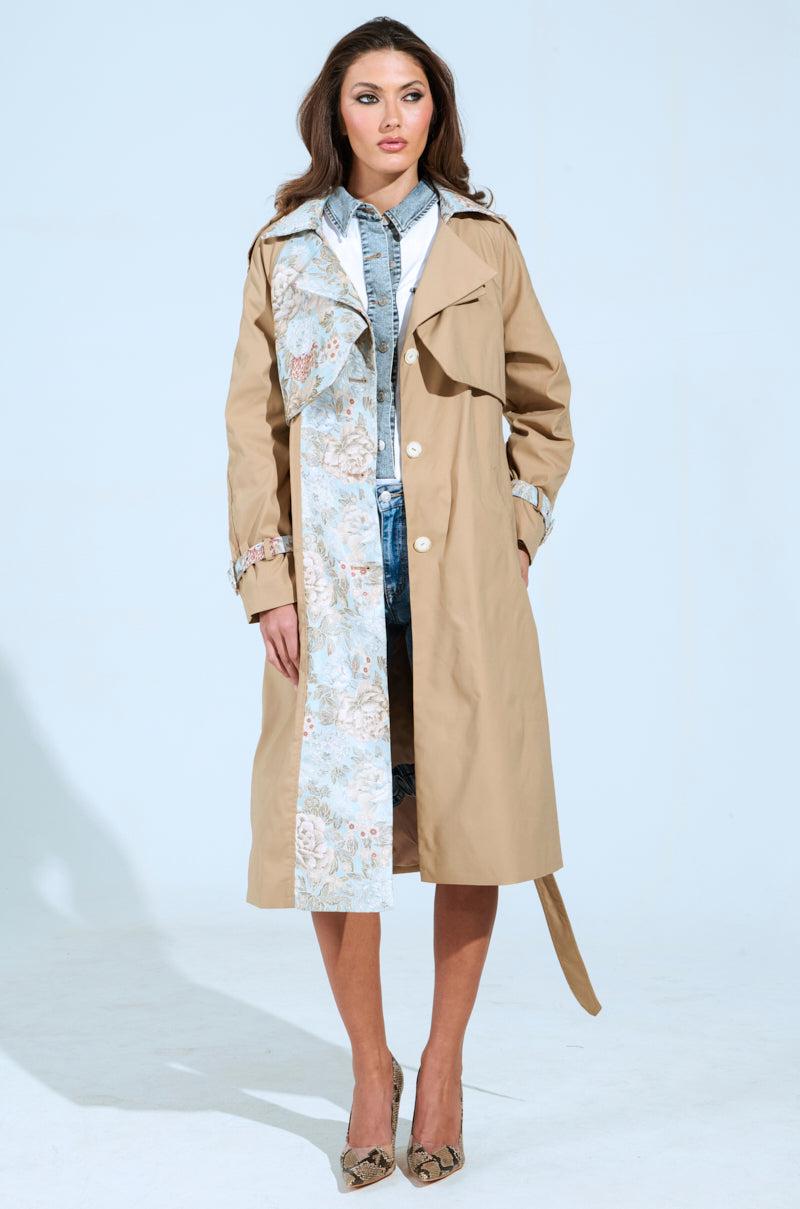 PEEKABOO BROCADE TRIM TRENCH Product Image