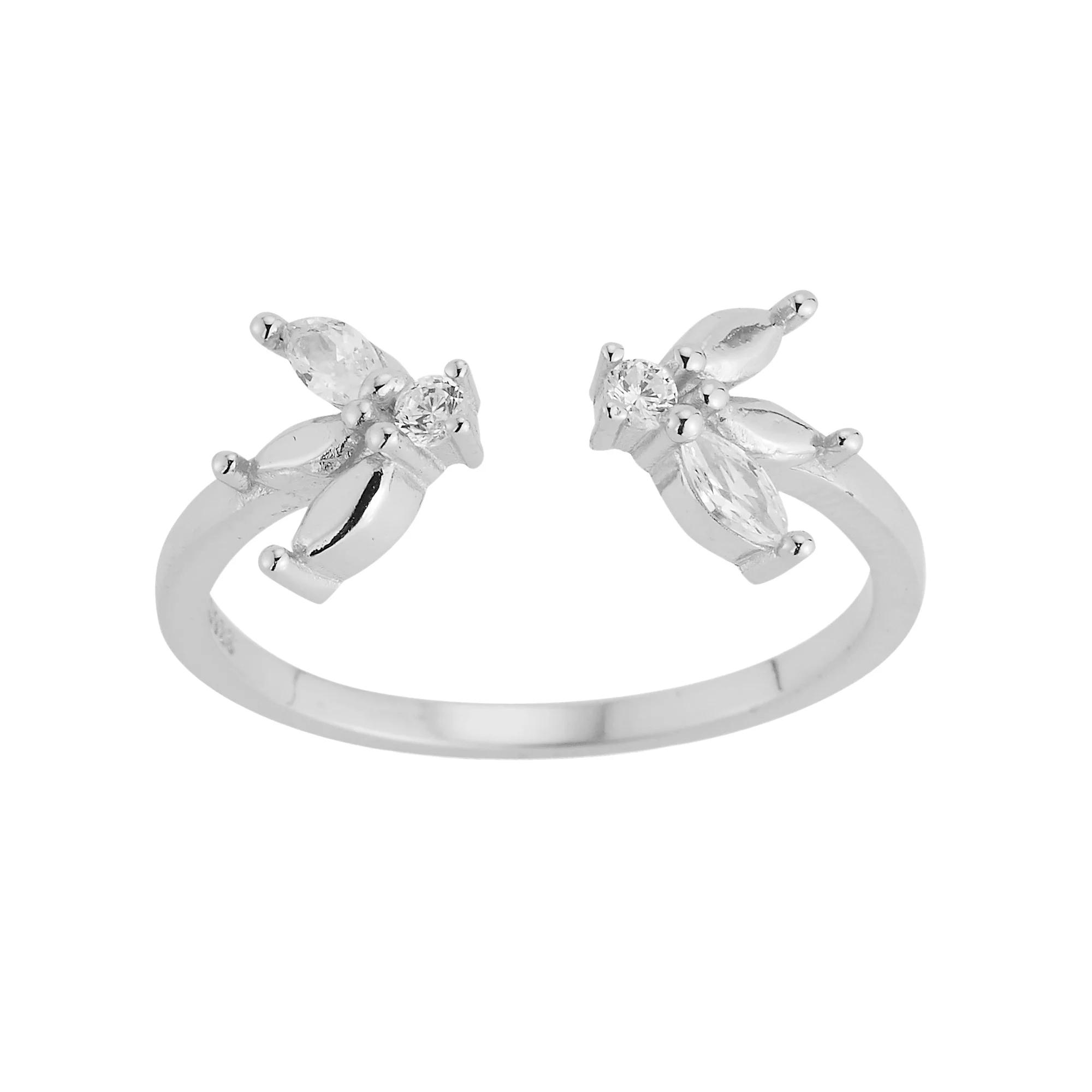 Sunkissed Sterling Sterling Silver Cubic Zirconia Flower Open Band Ring, Women's, Size: 8, Silver Tone Product Image