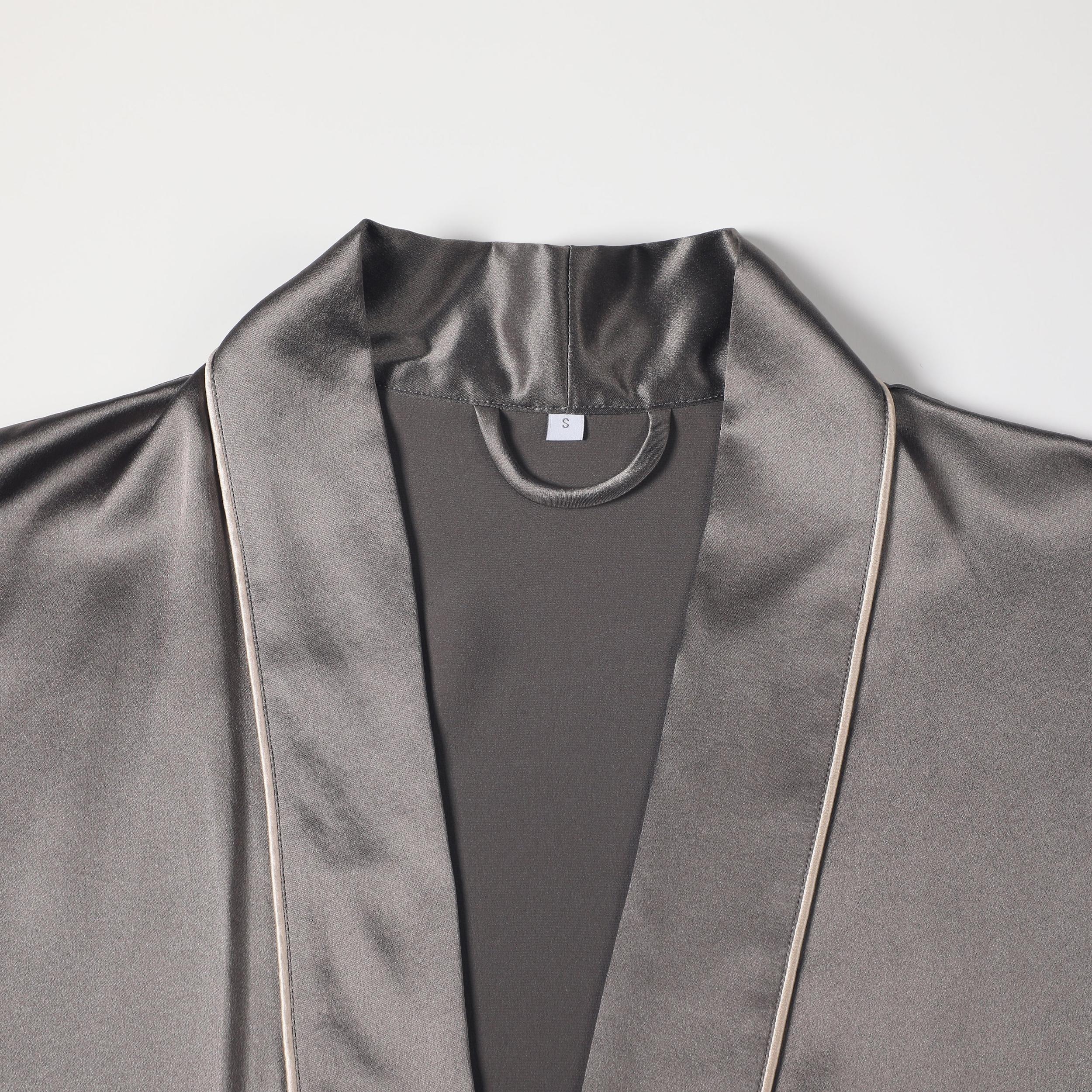 Gift Set | Pure Silk Grey Kimono Robe & Slip Dress | 22 Momme | Float Collection Product Image