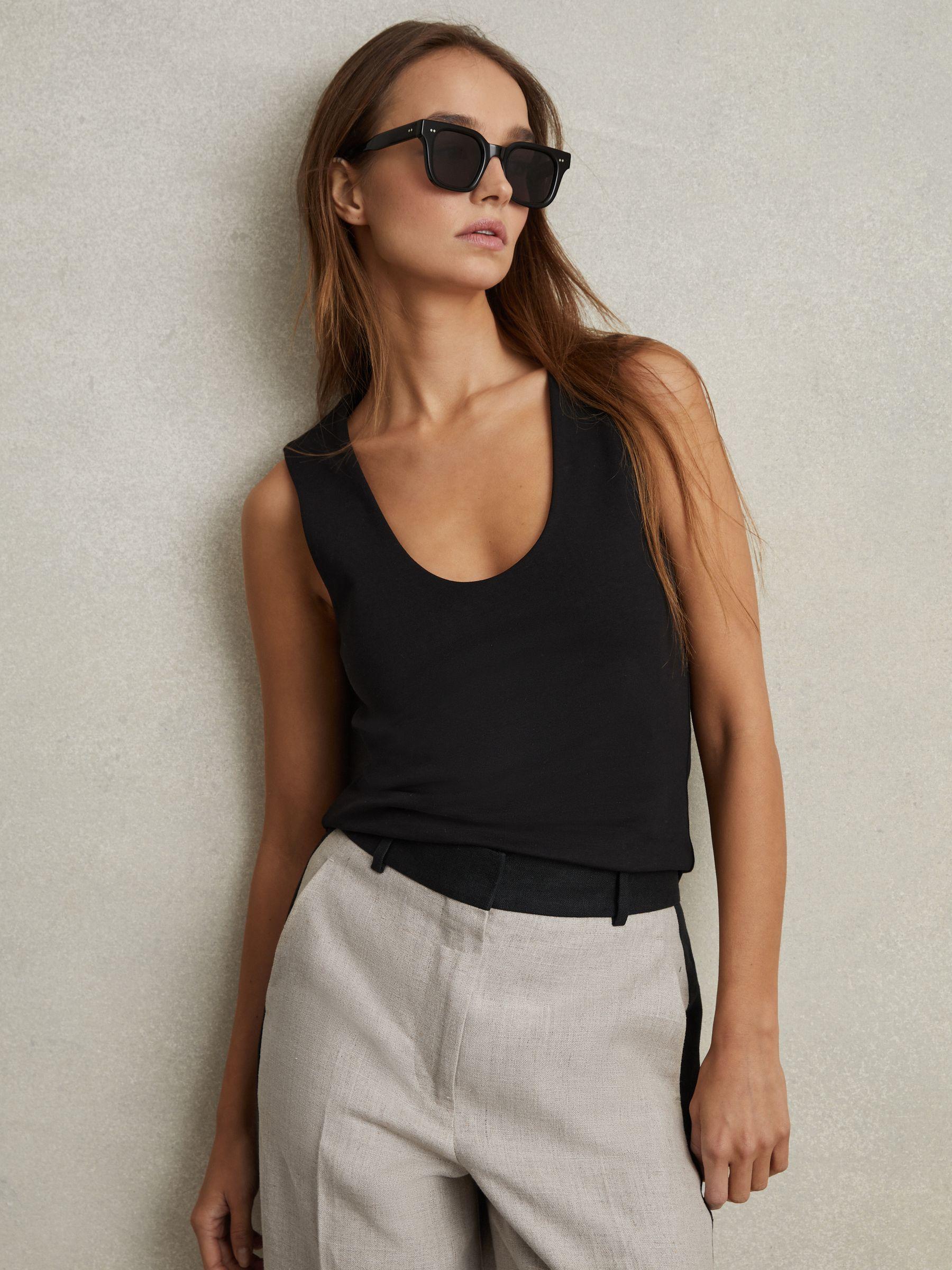 Scoop Neck Vest in Black Product Image