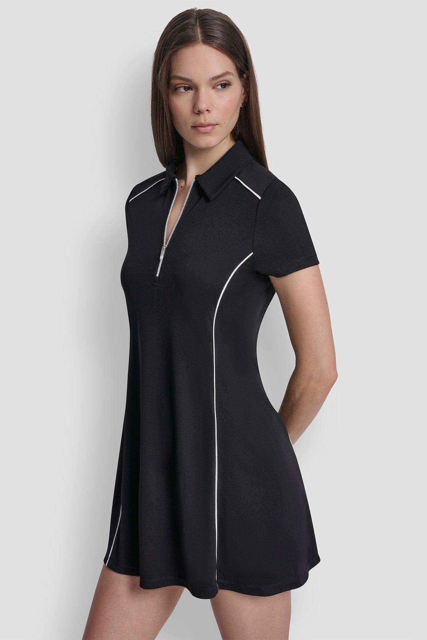 HALF-ZIP POLO DRESS WITH CONTRAST PIPING Product Image