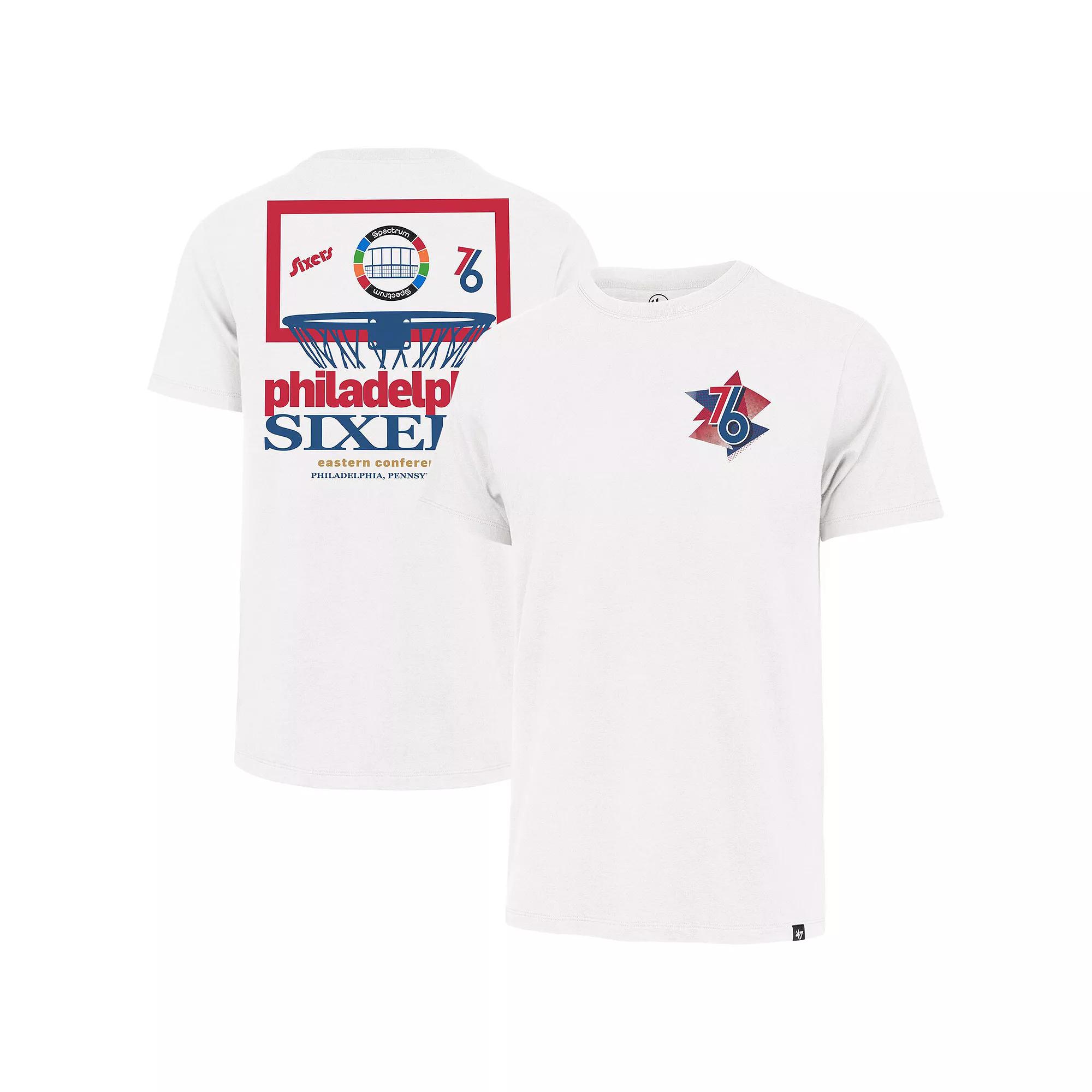 Men's '47  White Philadelphia 76ers City Edition Backboard T-Shirt, Size: Small, 76r White Product Image