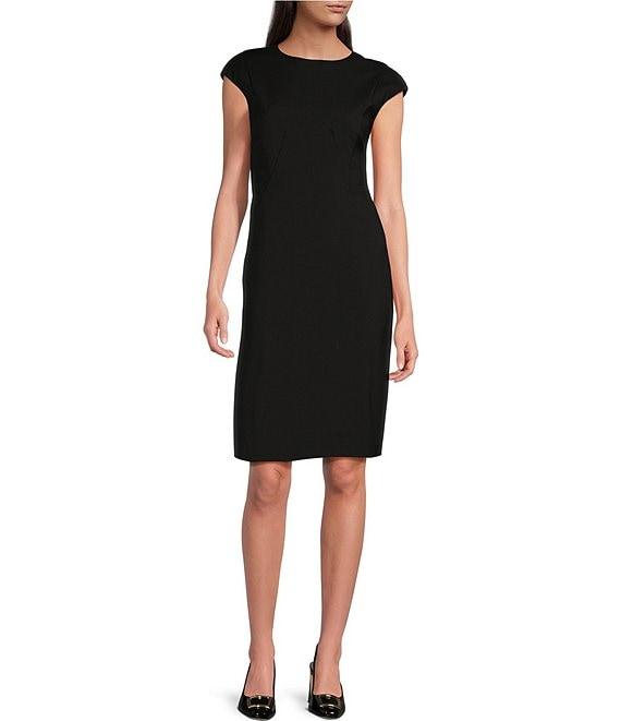 BOSS by Hugo Boss Dironah Italian Virgin Wool Crew Neck Cap Sleeve Sheath Dress Product Image