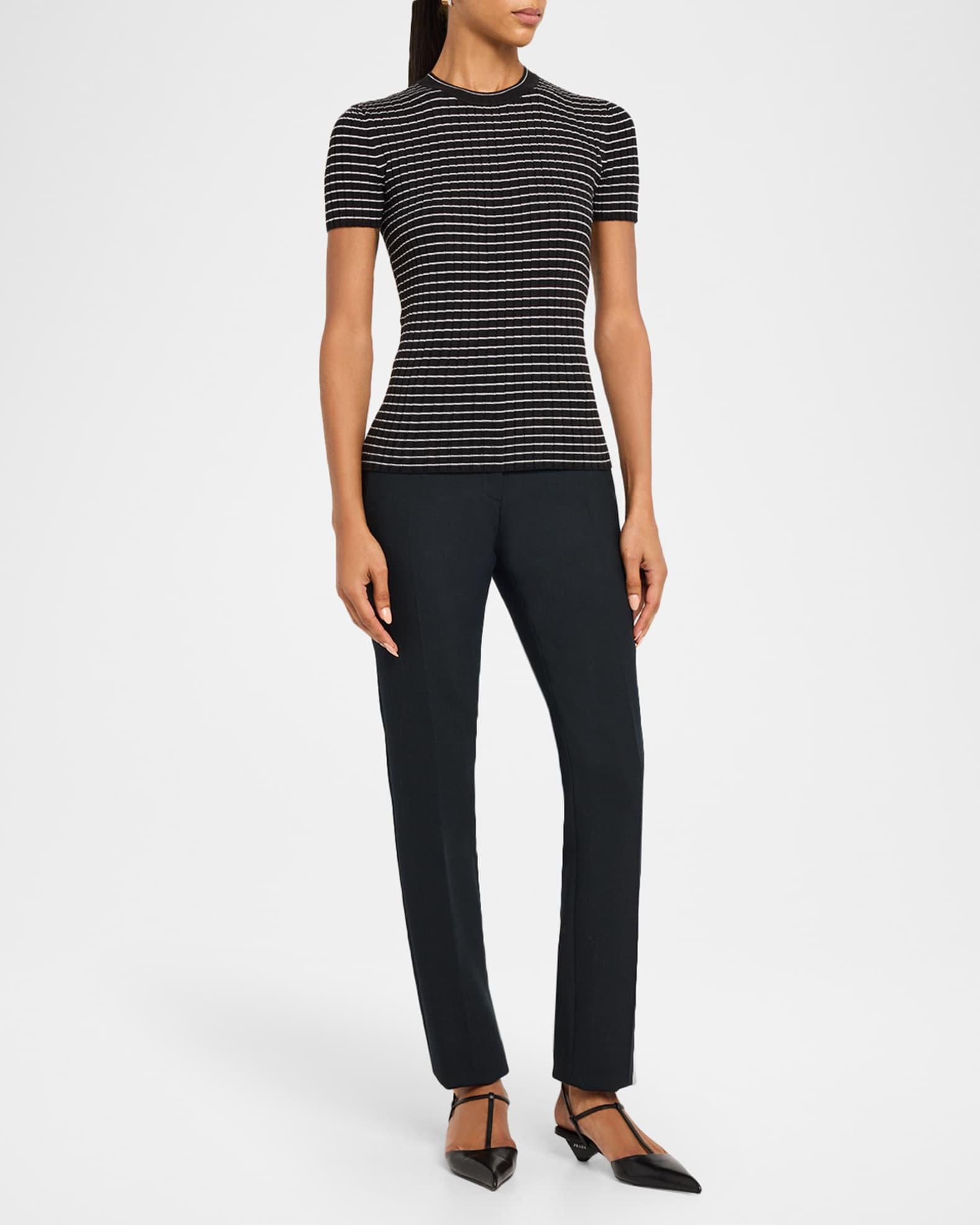 Striped Crewneck Rib Knit Tee Product Image