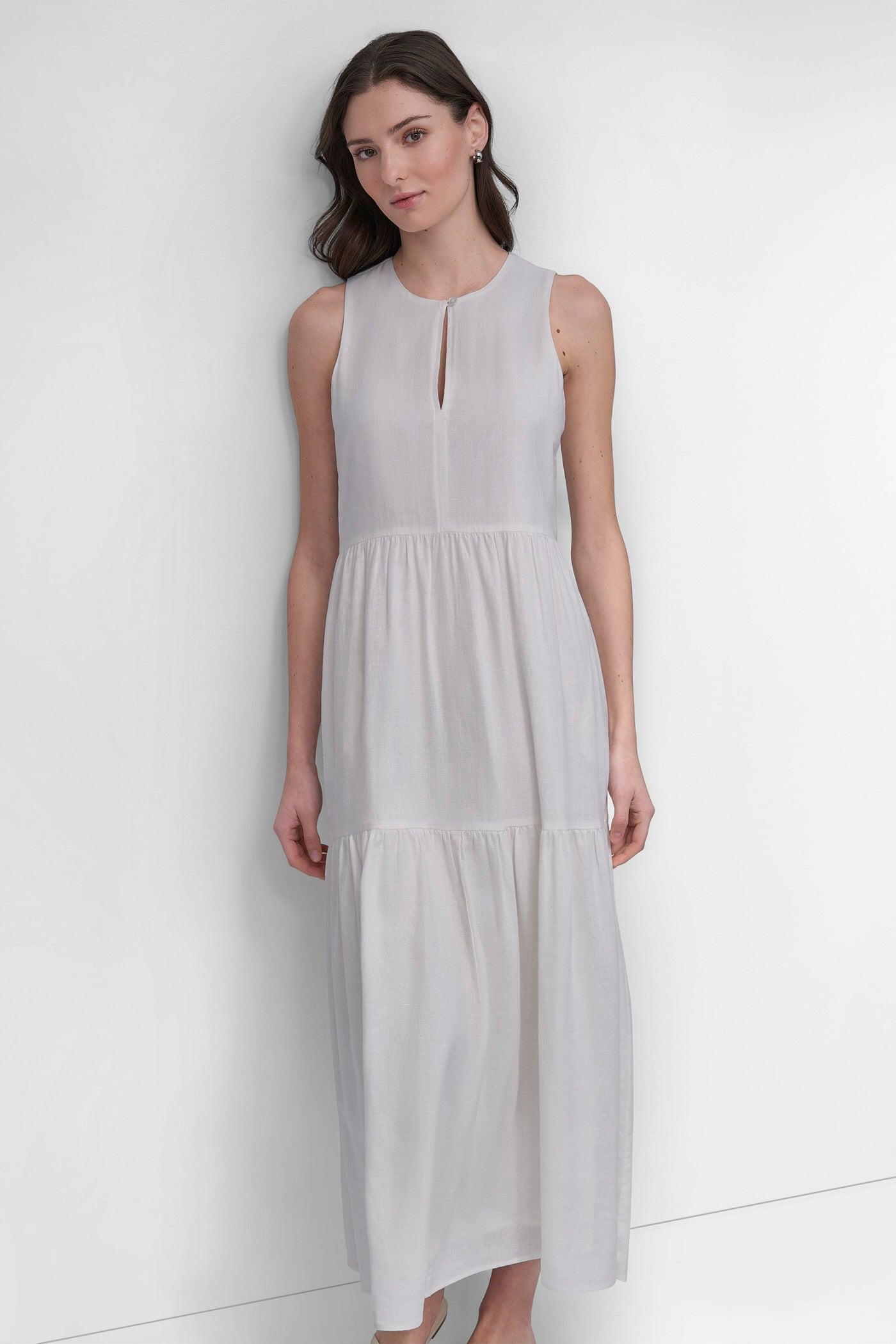 LINEN SLEEVELESS TIERED MAXI Product Image