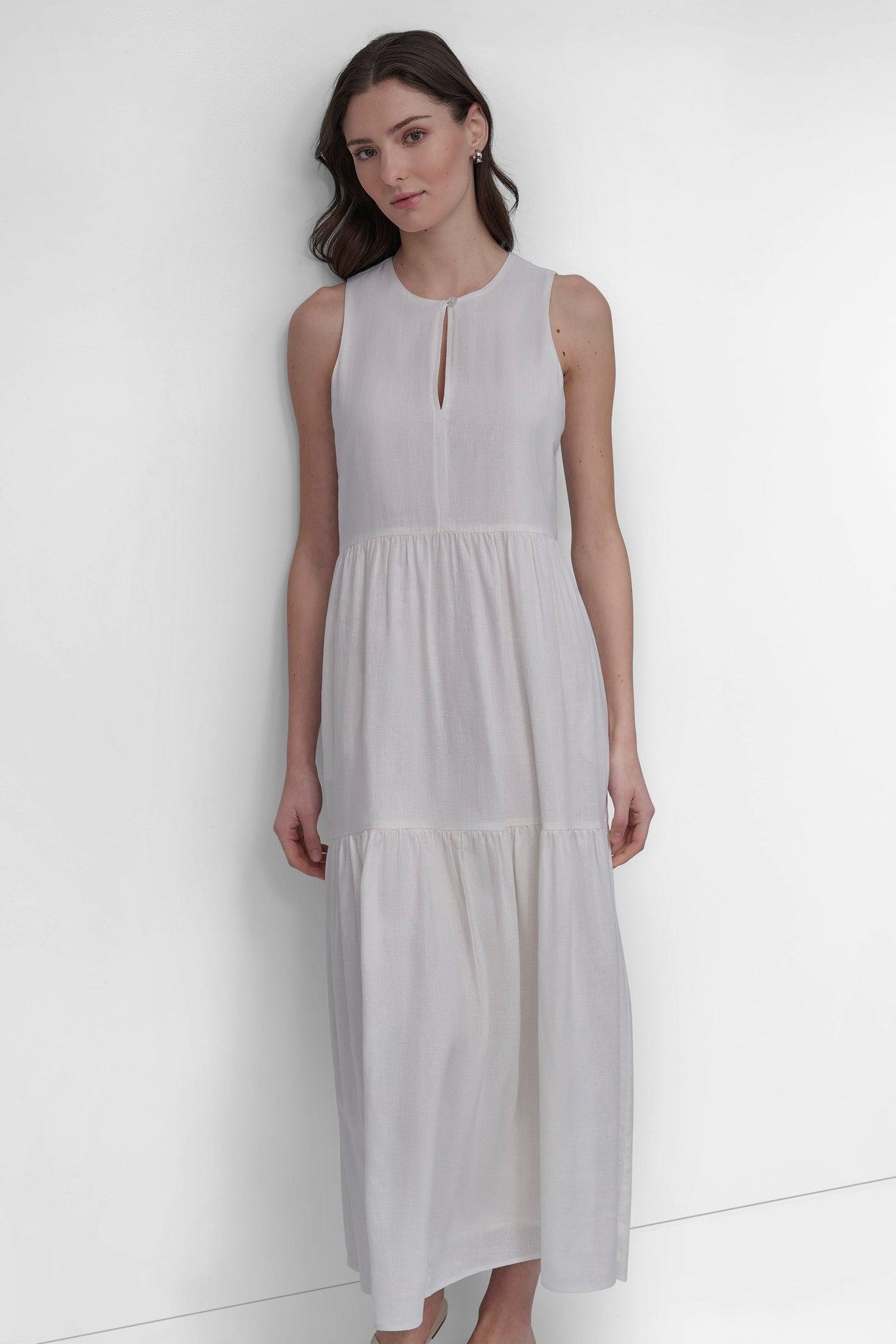 LINEN SLEEVELESS TIERED MAXI Product Image