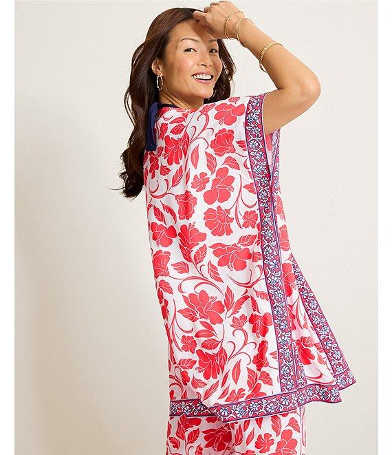 Tommy Bahama Island Cays Fiori Border Floral V-Neck Tunic Swim Cover-up Product Image