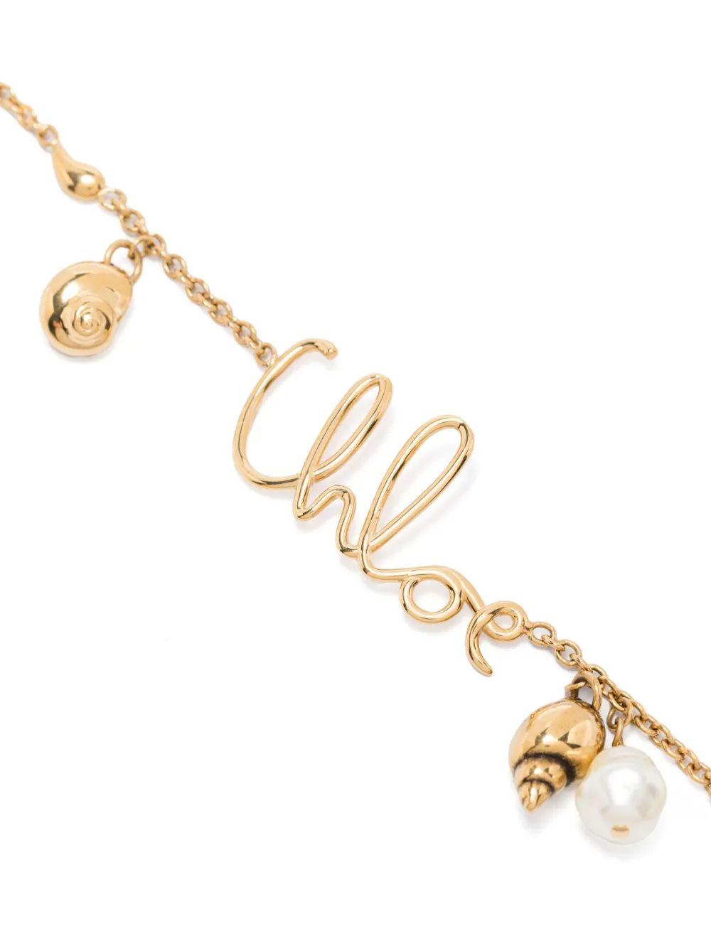 CHLOÉ Golden Logo Shells Necklace Product Image