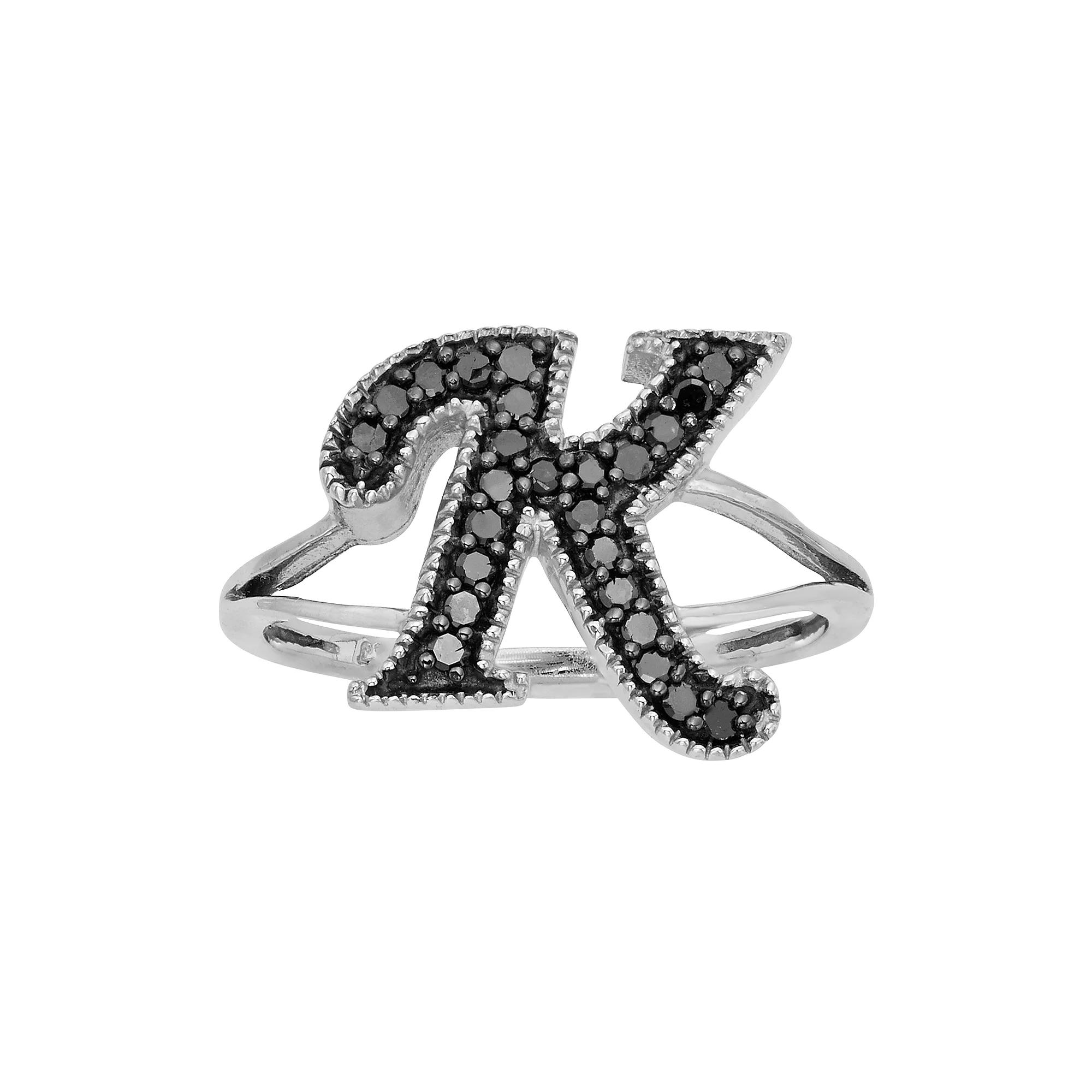 Jewelexcess Sterling Silver 1/4-ct. T.W. Black Diamond Initial Ring, Womens Product Image