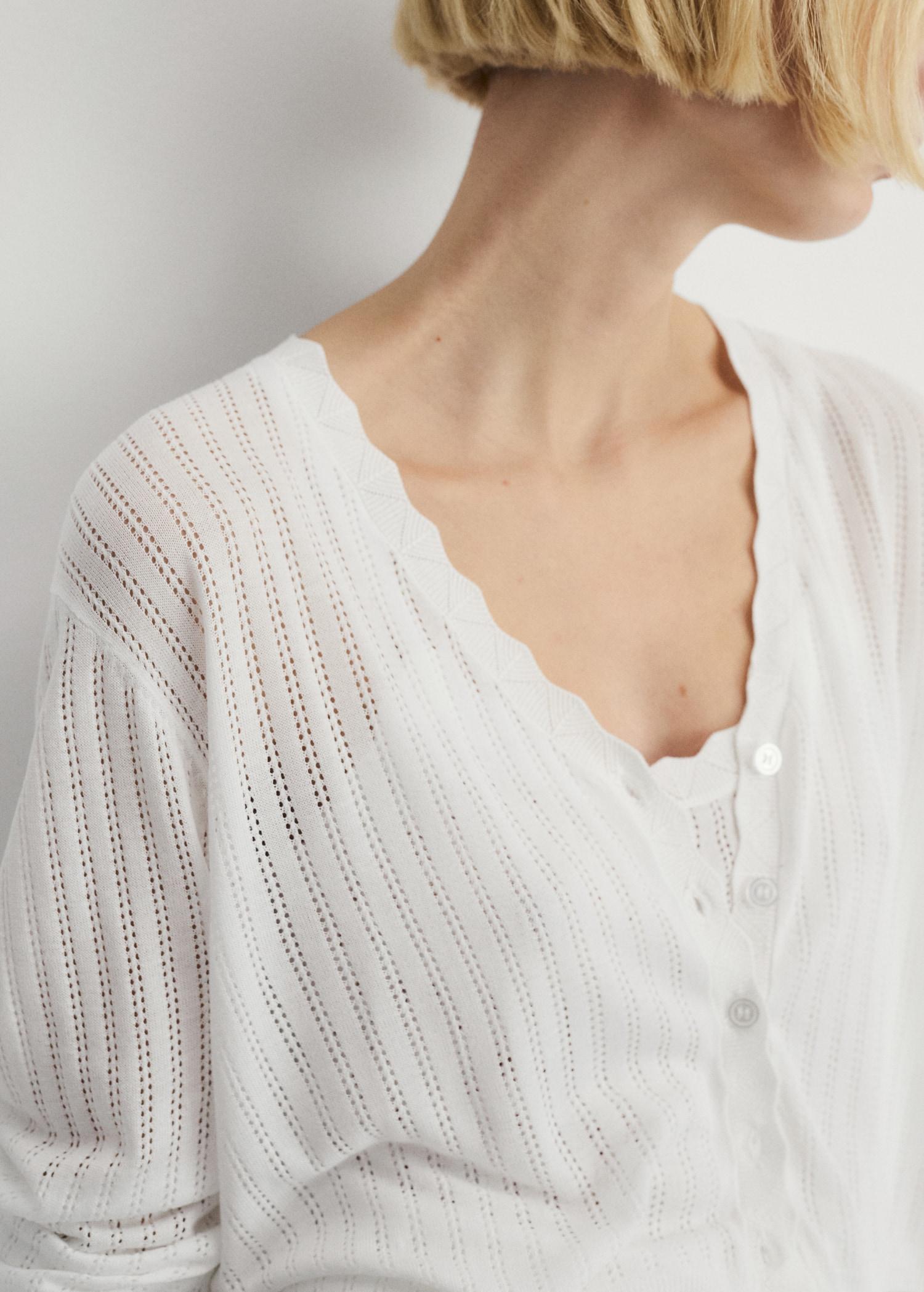 Pajama cardigan with openwork detail - Women | MANGO USA Product Image