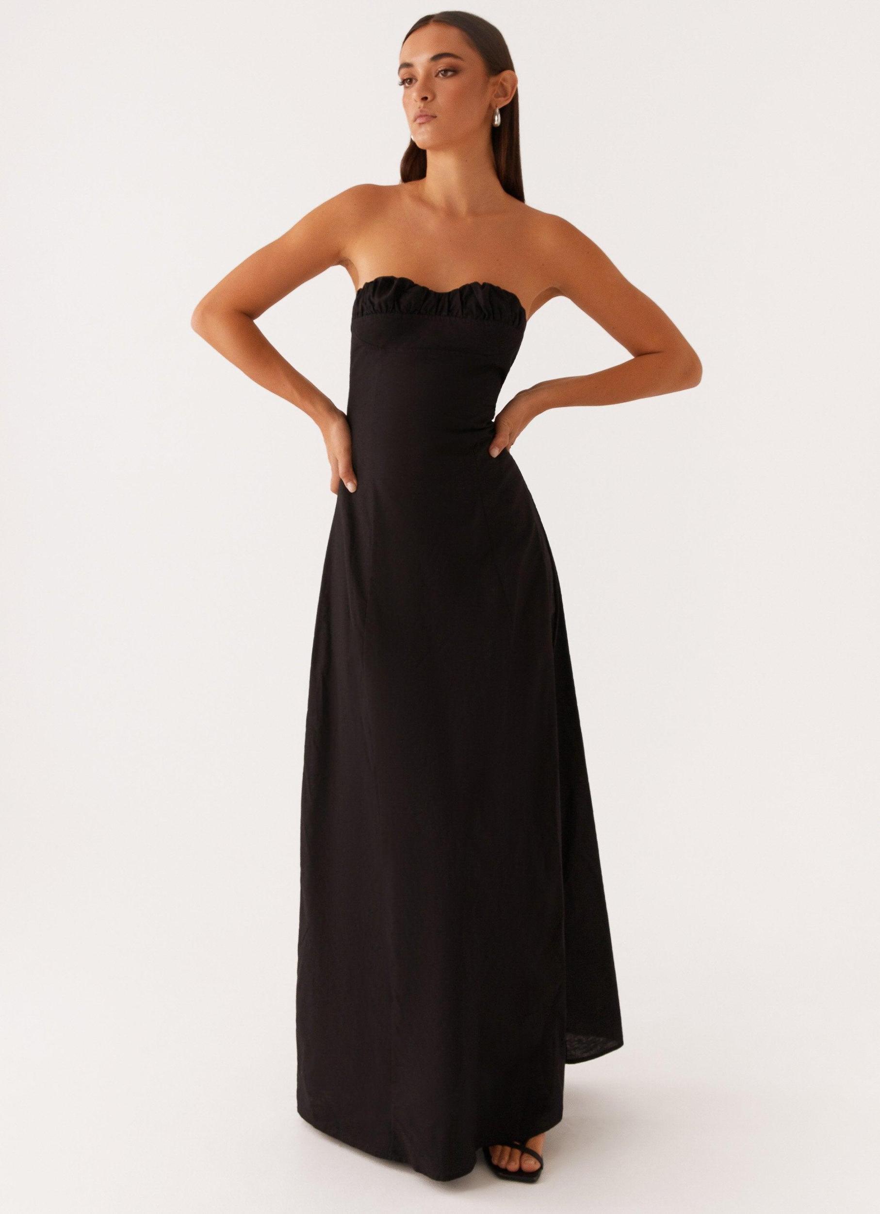 Tayla Linen Maxi Dress - Black Product Image