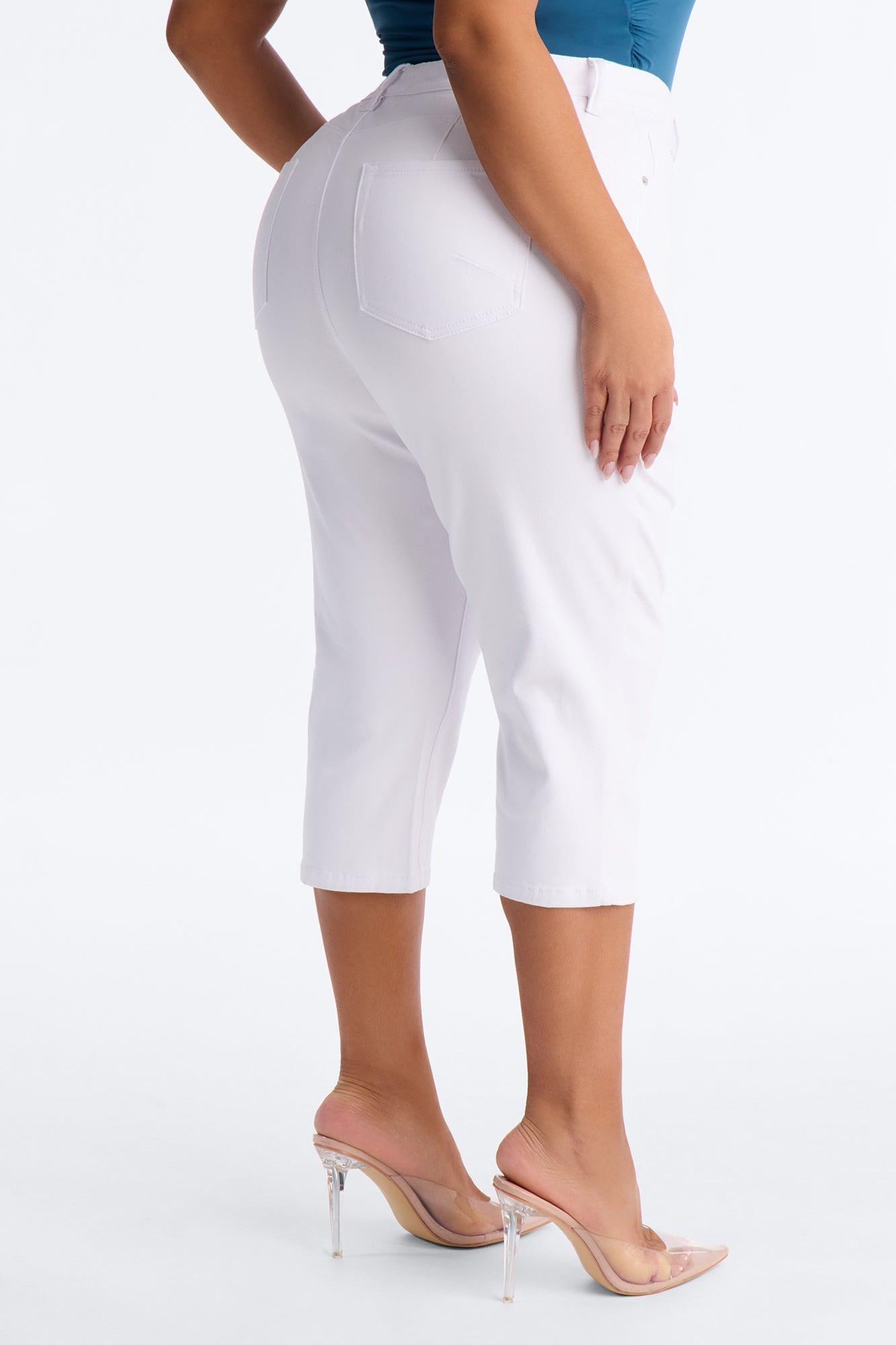 Tulsa Booty Lifting High Rise Stretch Capri Jeans - White Female Product Image