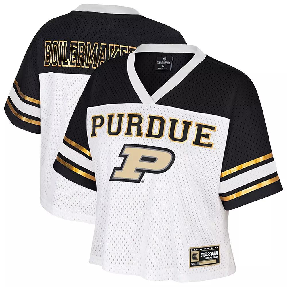 Women's Colosseum  White Purdue Boilermakers Treasure Cropped Football Jersey, Size: XXL Product Image
