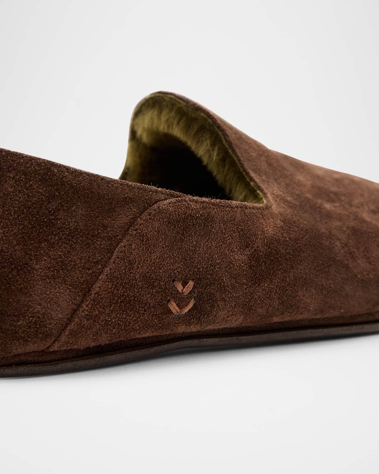 Men's Lodge Shearling-Lined Suede Moccasins Product Image