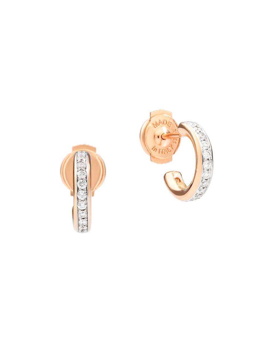 Womens Iconica 18K Rose Gold & Diamond Small Hoop Earrings Product Image