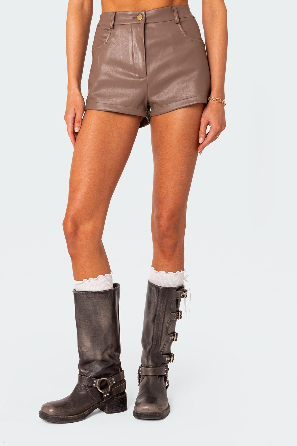 Martine High Rise Faux Leather Shorts Product Image