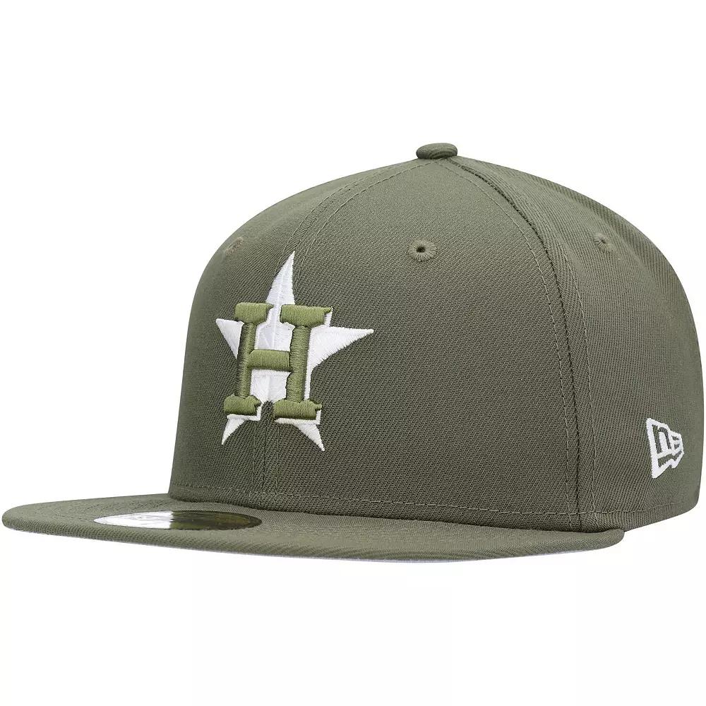 Men's New Era Olive Houston Astros Logo White 59FIFTY Fitted Hat, Size: 7 5/8, Team Product Image
