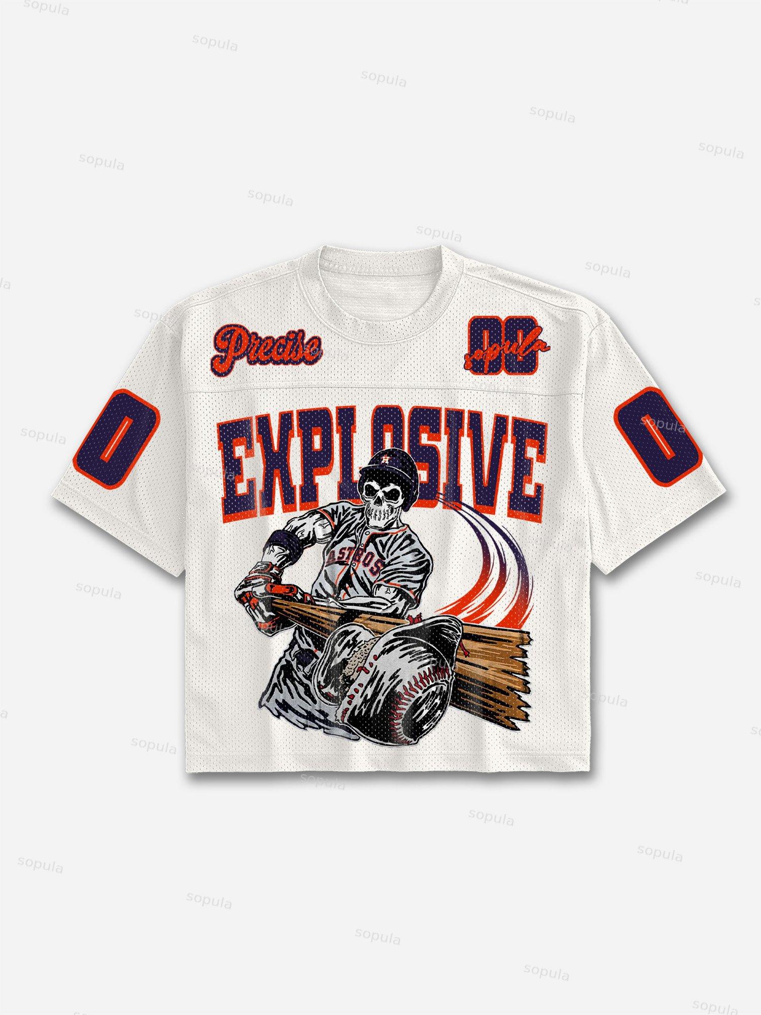 Skeleton Baseball Player Graphic Blokecore Football Jersey T-shirt Product Image