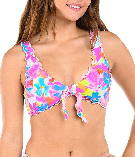 Citrus Color Me Floral V-Waist Merrow Edge Hipster Swim Bottom Product Image