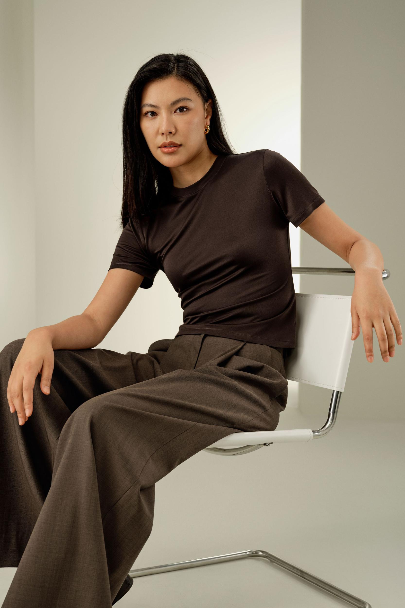 Slim Fitted Silk Jersey Tee Product Image