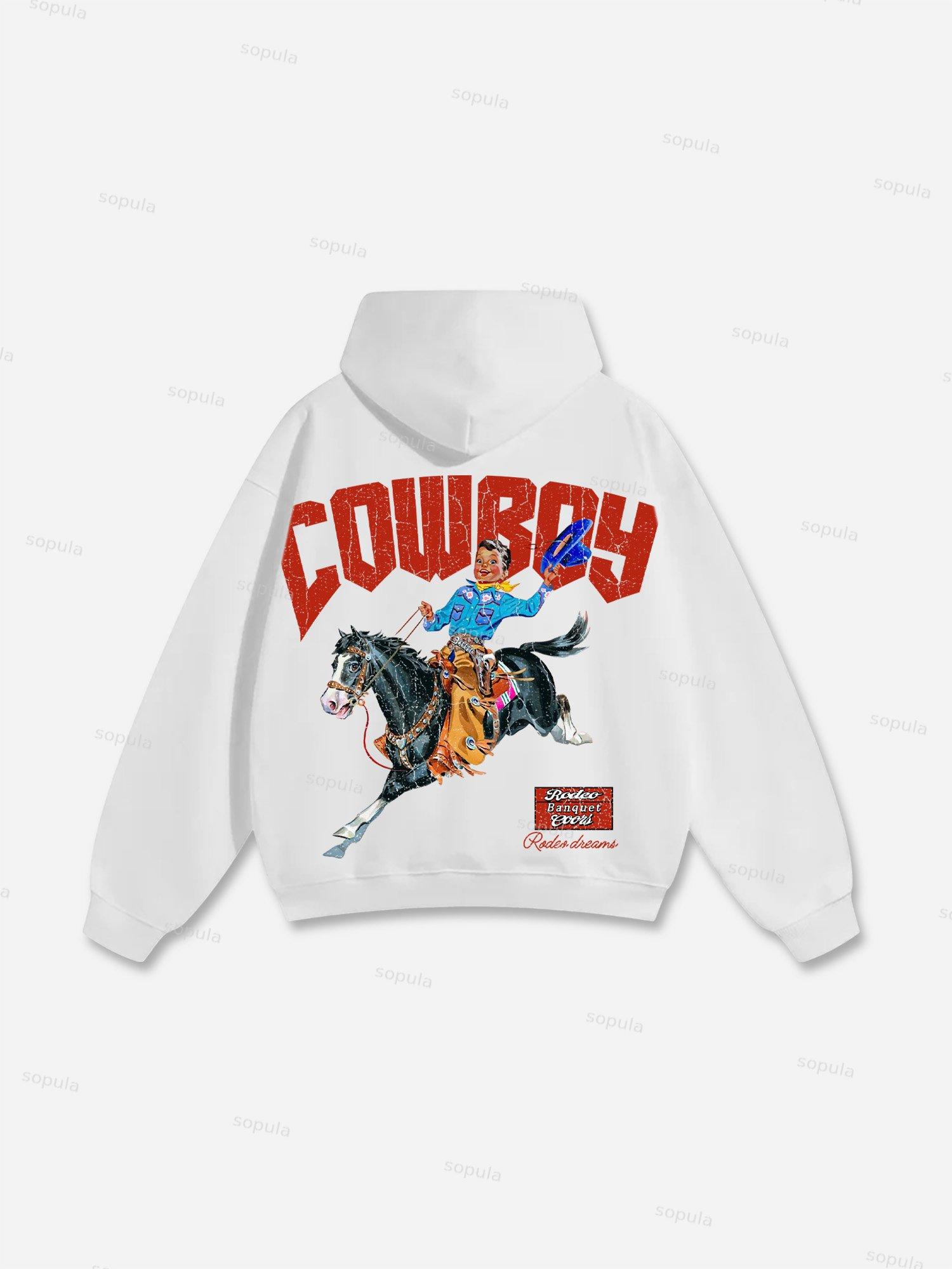 Cowboy Rodeo Dreams Print Cotton Hoodie Product Image