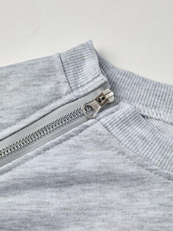 Men's Solid Color Double Zipper Sweatshirt Product Image