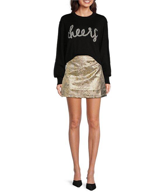 J.Marie Cher Metallic Floral Brocade Mini A-Line Skirt Product Image