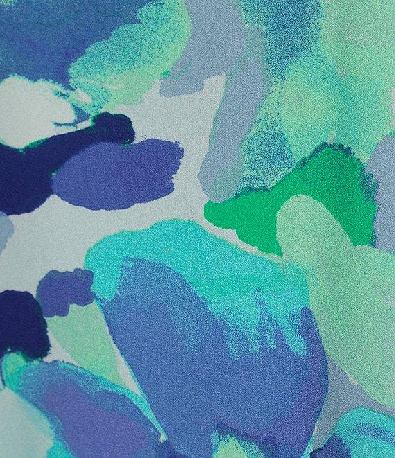 Slim Factor By Investments Kara Painted Garden Boat Neck 3/4 Tiered Sleeve Top Product Image