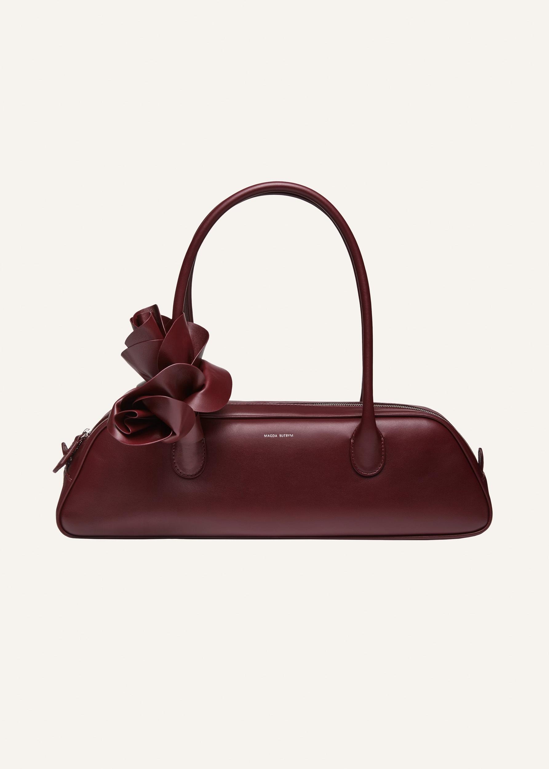 Brigitte trapeze bag in burgundy leather and silver Product Image