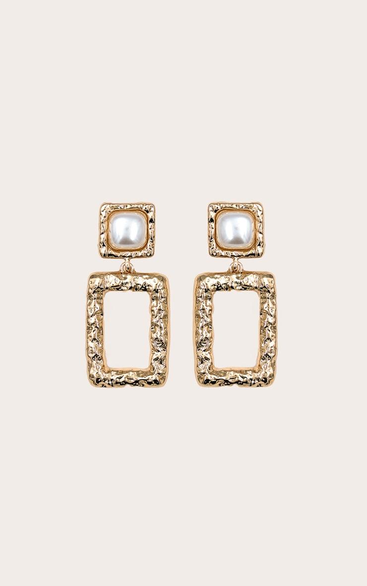 Gold Rectangular Pendant Statement Earrings Product Image