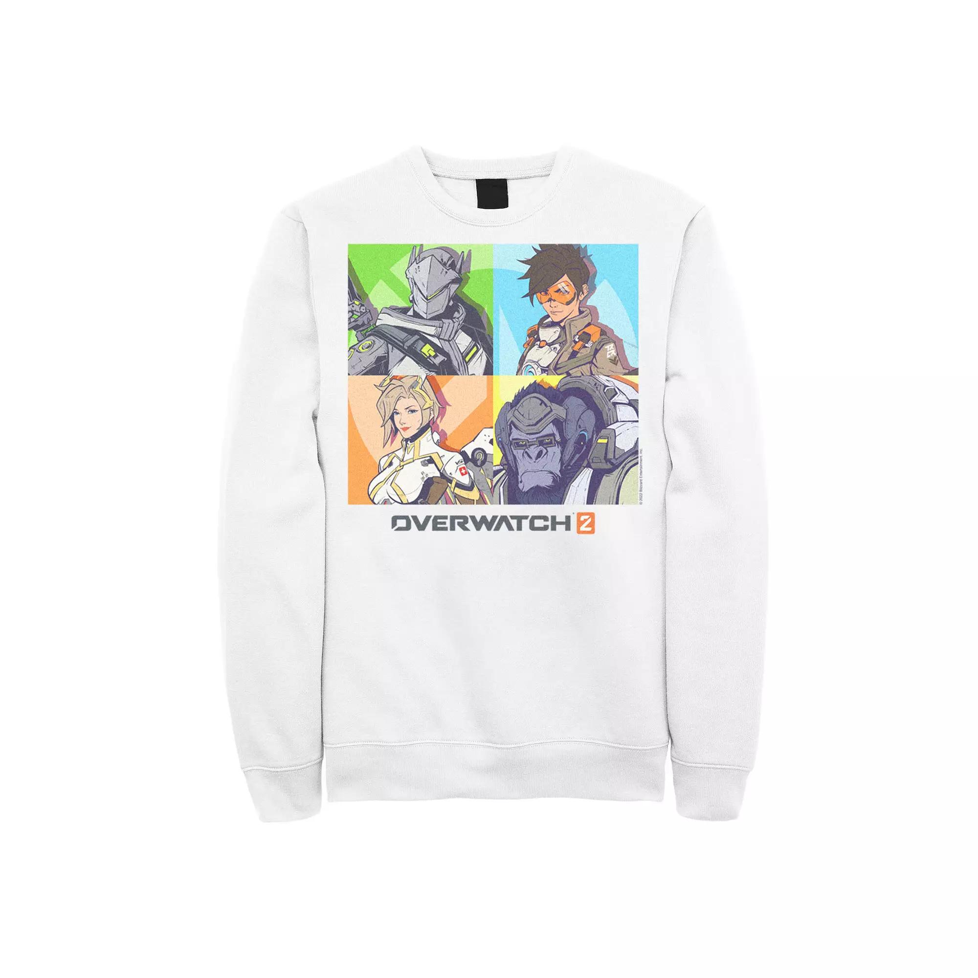 Men's Overwatch 2 Hero Group Shot Fleece Sweatshirt, Size: XL, White Product Image