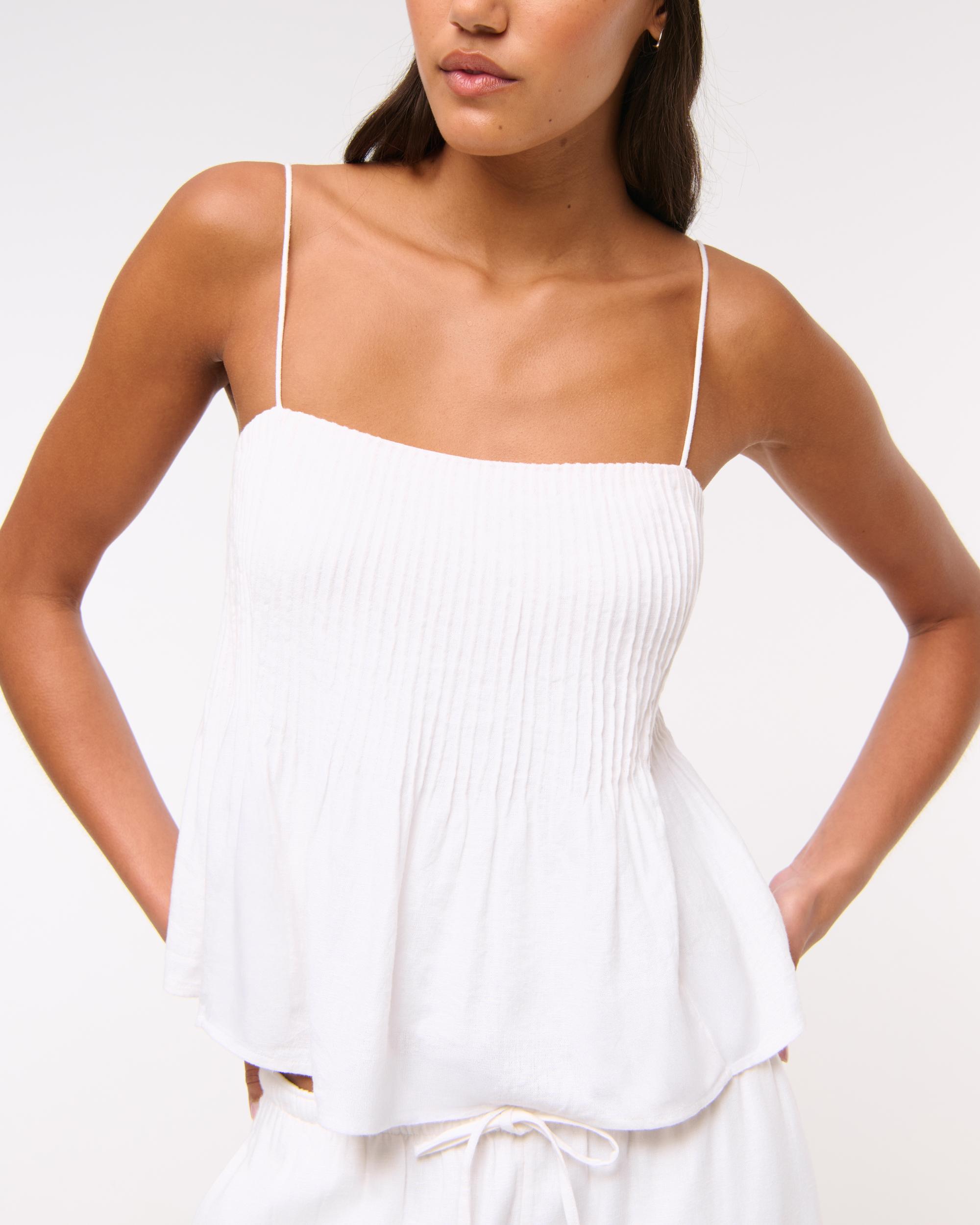 Linen-Blend Pintuck Cami Product Image