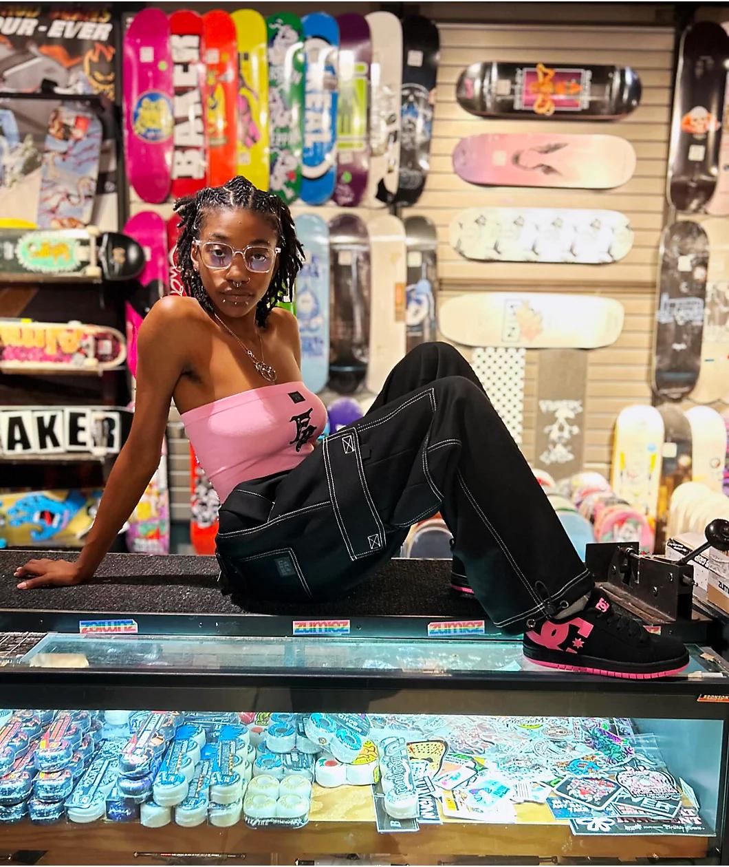 DC Court Graffik Black & Pink Skate Shoes Product Image