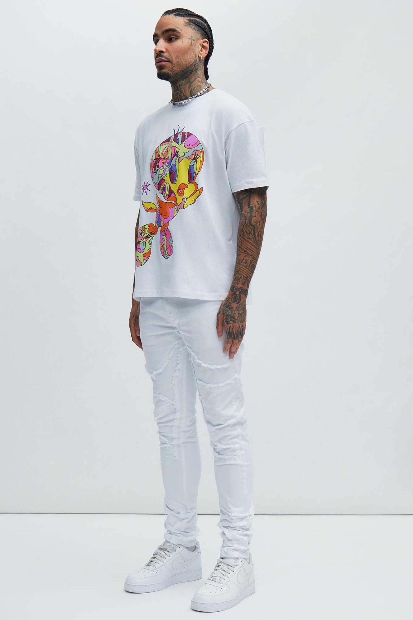 Got Your Back Patched Stacked Skinny Jeans - White Product Image
