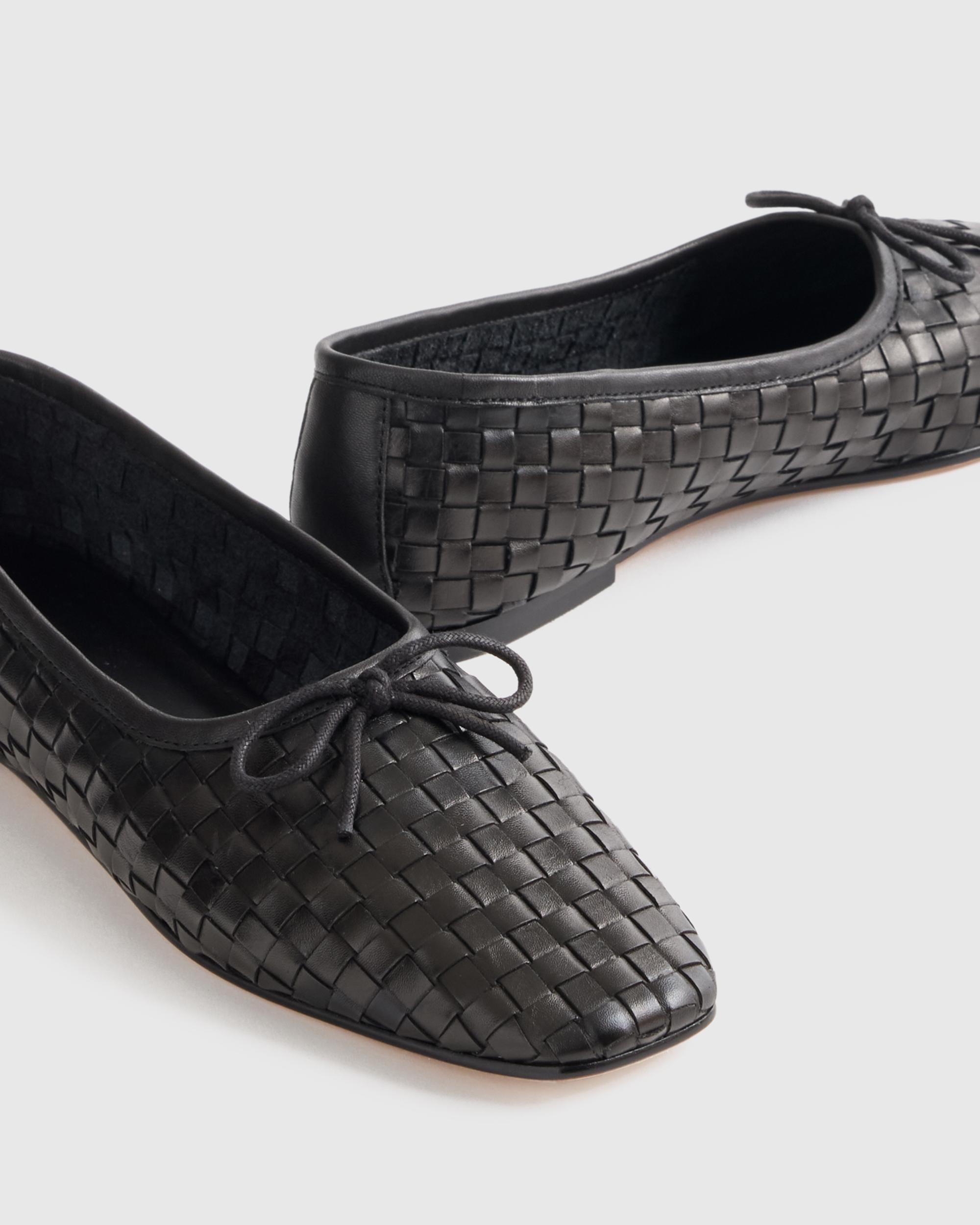 Quince | Women's Italian Leather Handwoven Square Toe Ballet Flat Product Image