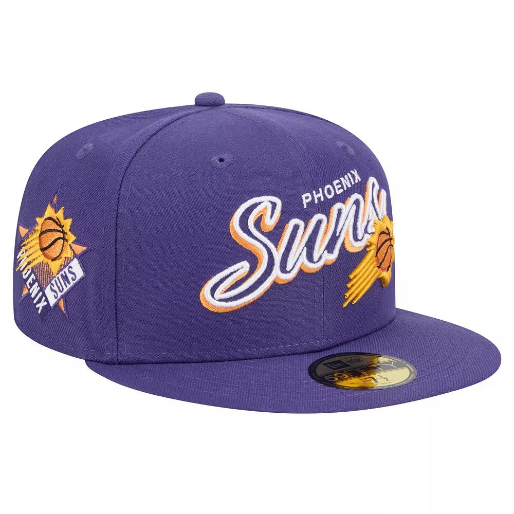 Men's New Era Purple Phoenix Suns Sport Night Script Sided 59FIFTY Fitted Hat,  Product Image