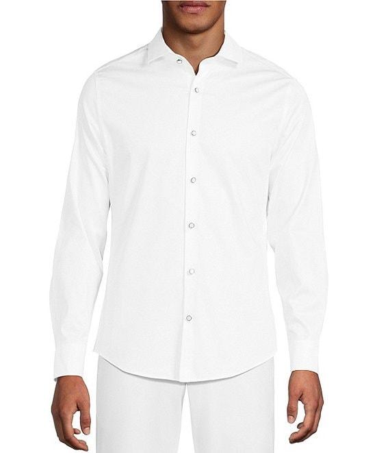 Murano Slim Fit Solid Sateen Long Sleeve Woven Shirt Product Image